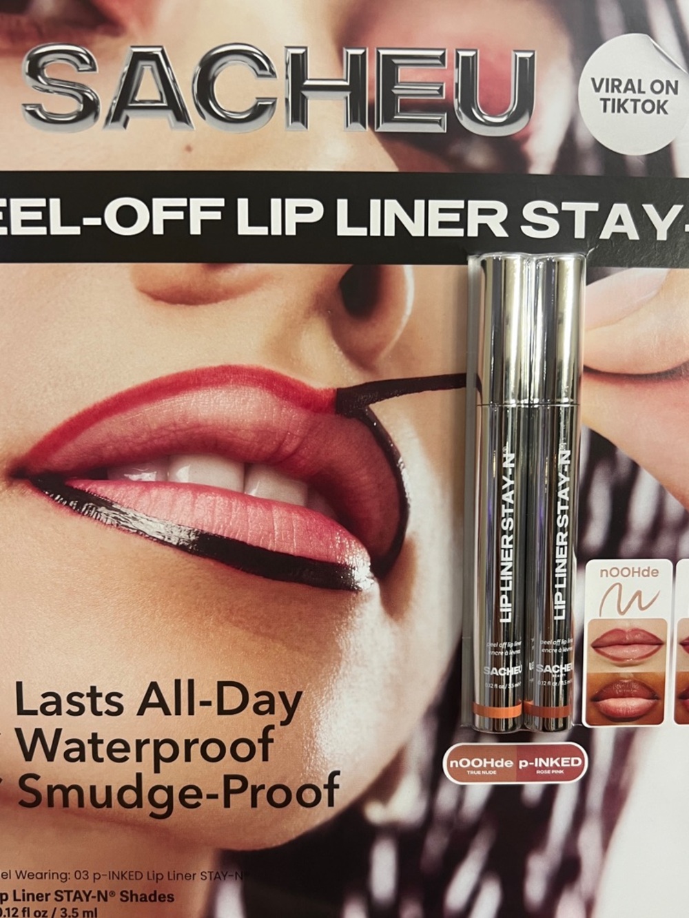 SACHEU Peel-Off Lip Liner Stay-N — True Nude & Rose Pink (2 lip liners)